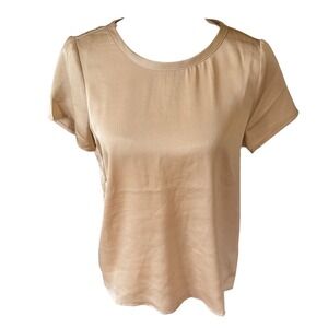 NWT Vince Camuto Champagne Satin Keyhole-Back Short Sleeve Top Small